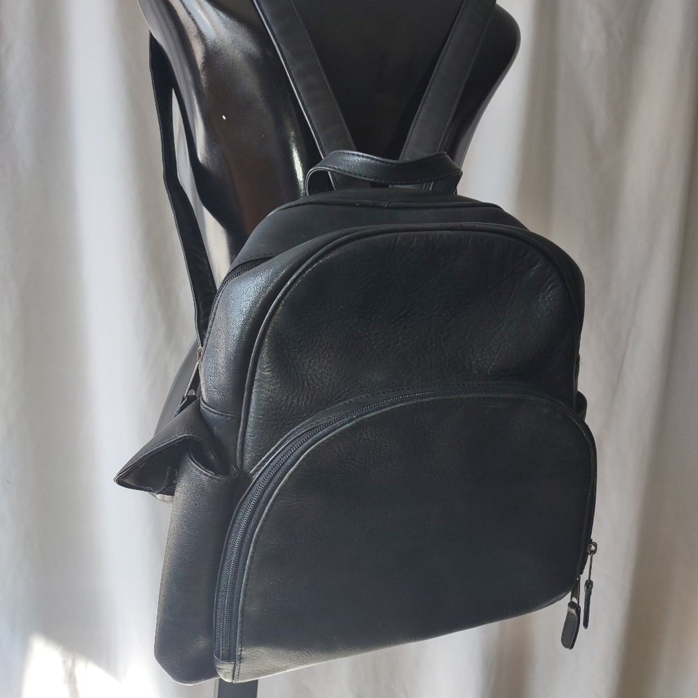 Vintage 90s M. London Black Leather Backpack Purse